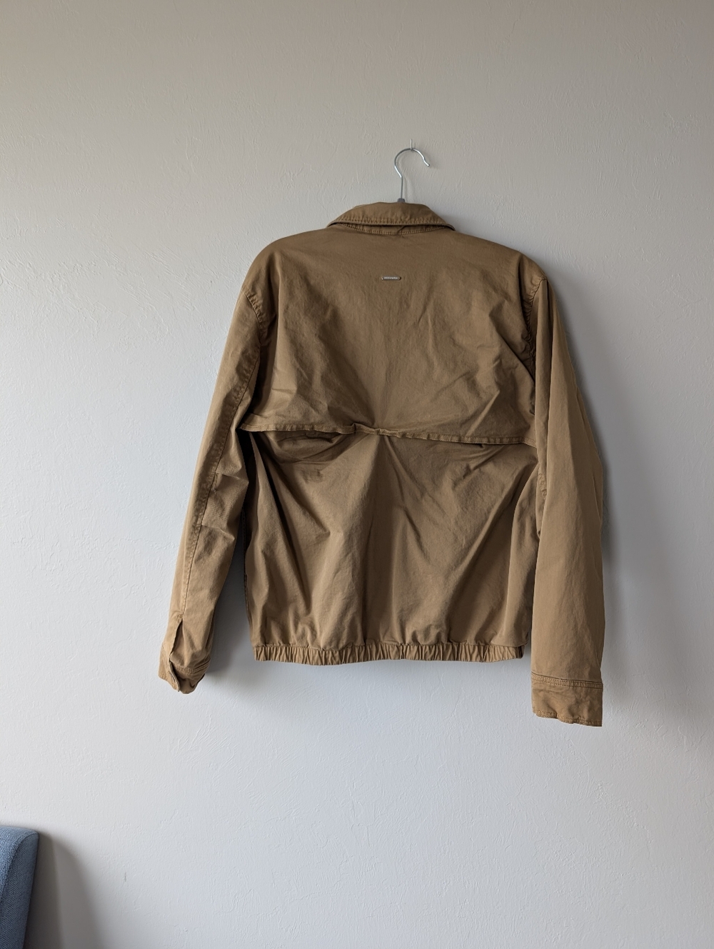 Denim & Flower Brown Bomber Jacket Zip Up Size L Utility Casual Elastic Hem - Picture 6 of 14